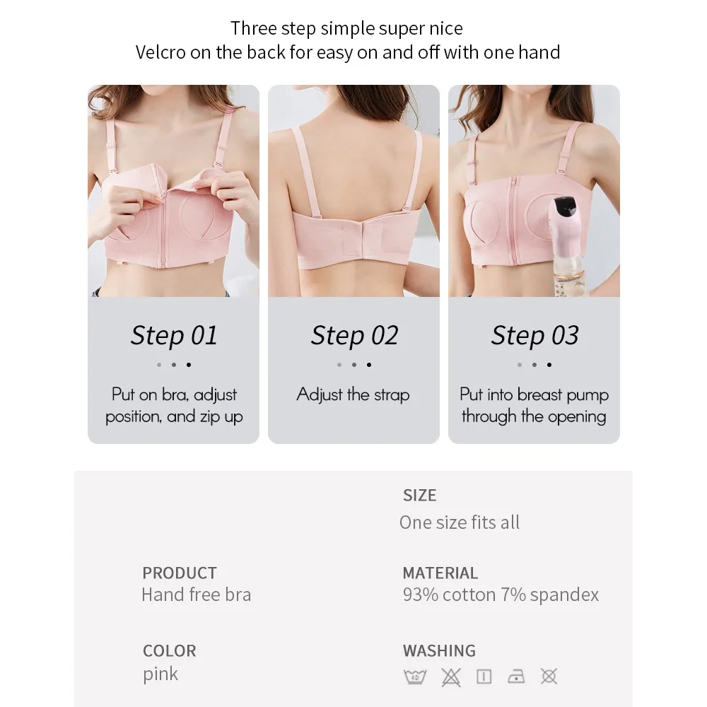 Maternity Bra For Breast Pump Hands Free Pumping Bra Adjustable Cotton Breast Pump Bra No Steel Ring Nursing Bra 4