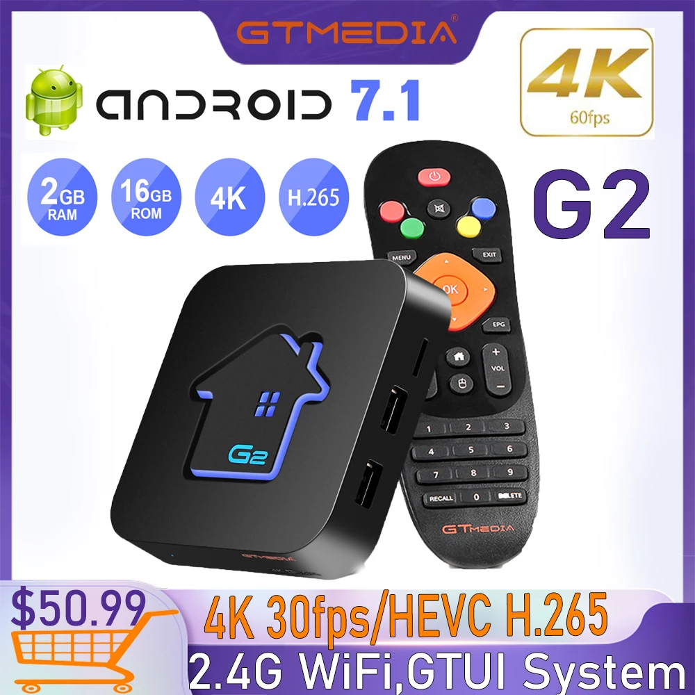 Смарт ТВ-приставка GTMEDIA G2 Android 2 4 ГГц Wi-Fi 4K H.265 | Электроника