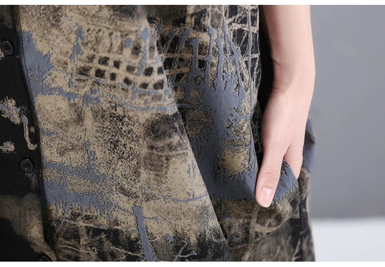 New Fashion Painted Style Black Vintage Shirt Dress