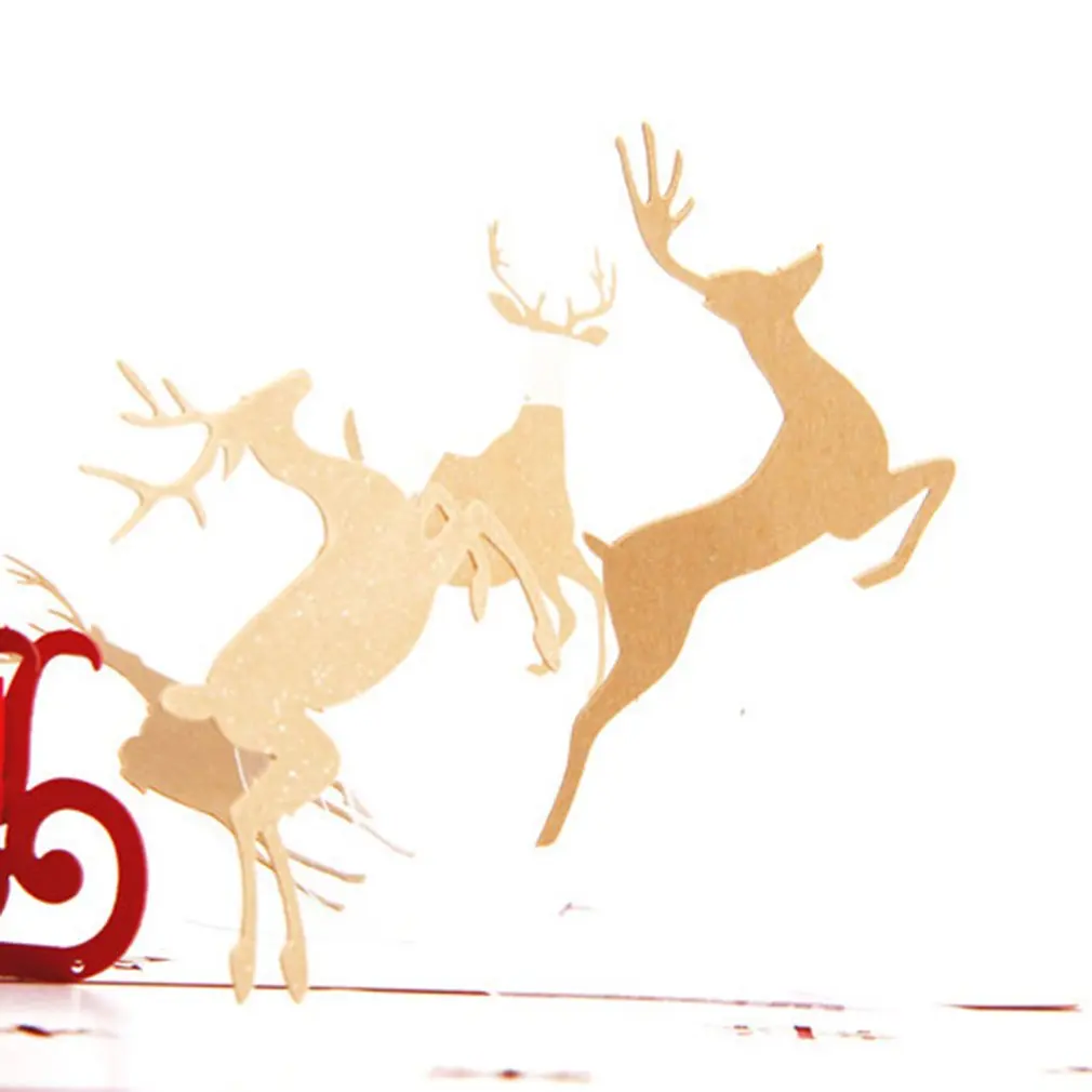 3D Santa Claus Deer Car Card Pop Up Handcrafted Merry Christmas Greeting Cards For NewYear Festival Anniversary Birthday