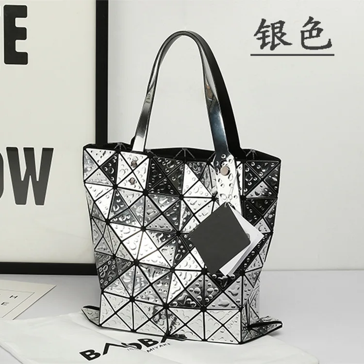 

WOMEN'S Bag 2019 Spring And Summer New Style Laser Folding Water Droplet Bag Geometry Shoulder Bag Patent Leather Rhombus Travel