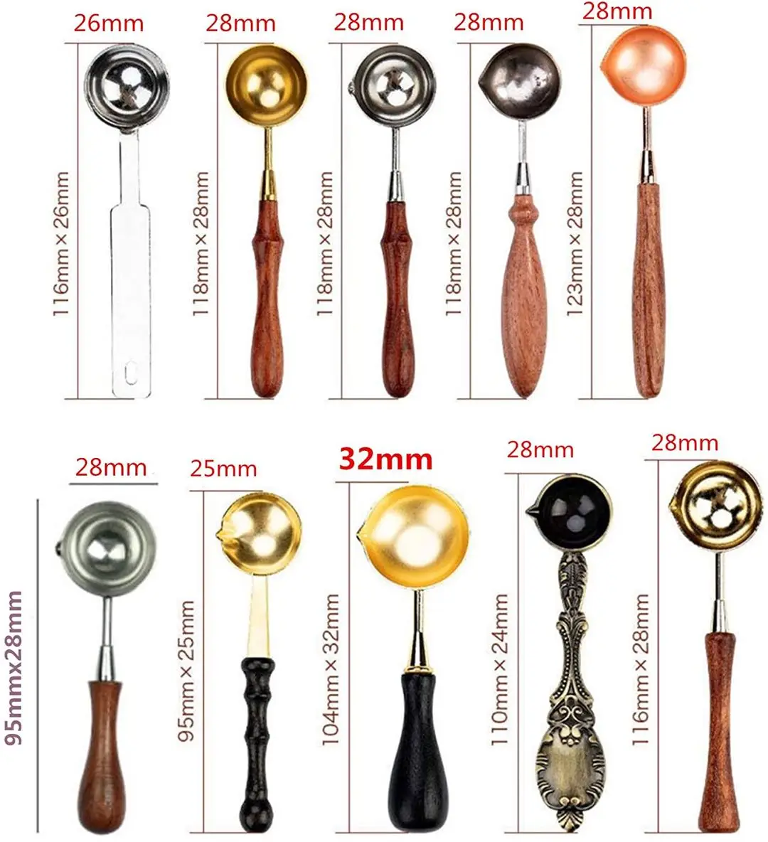 Stainless Steel Wax Spoon Retro Wax Seal Spoon Sealing Wax Spoon Stamps For Scrapbooking Wax Seal Stamp Spoon