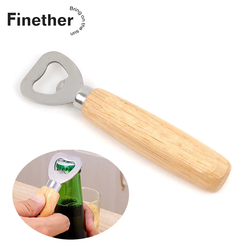 Finether открывалка для бутылок с деревянной ручкой прочная деревянная ручка пивных