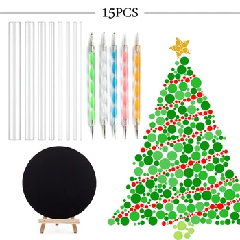 

New 15 Pcs/set Mandala Point Painting Tool Kit Paint Tool Kit Paint Brush Paint Tray Brush Rock Painting Canvas Rock Art Fabric