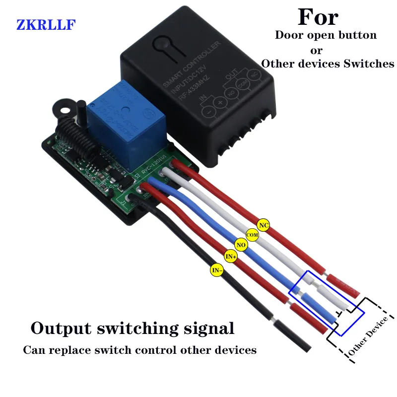 Universal Wireless Remote Control Switch DC 12V 1CH 433Mhz Relay Receiver and AB buttons RF Transmitter Electronic Lock Control DIY-B