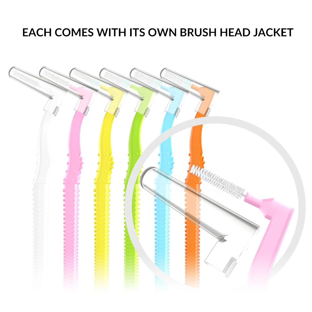 0 4mm 1 5mm L Shaped Interdental Brush 22PCSDental Floss Cleaners Orthodontic Wire Brush Toothbrush Oral 2