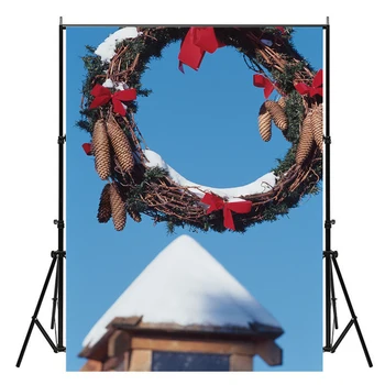 

Nitree Photography Background Photo Studio Backdrop Christmas Wreath Pine Tree Light Strip Xmas Firework Party Banner Decoration