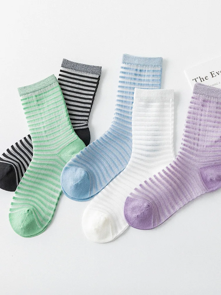 Летние новые стильные чулки японские тонкие шелковые из стекла сетчатые в