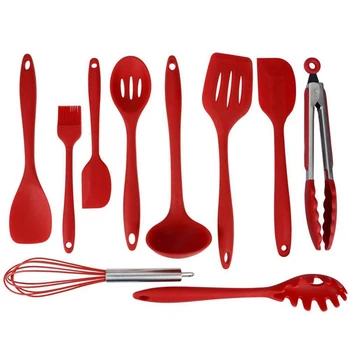 

Red Silicone Kitchenware Soup Spoon Spatula Brush Scraper Non-stick Cookware Cooking Tool Egg Beaters Shovel Kitchen Set