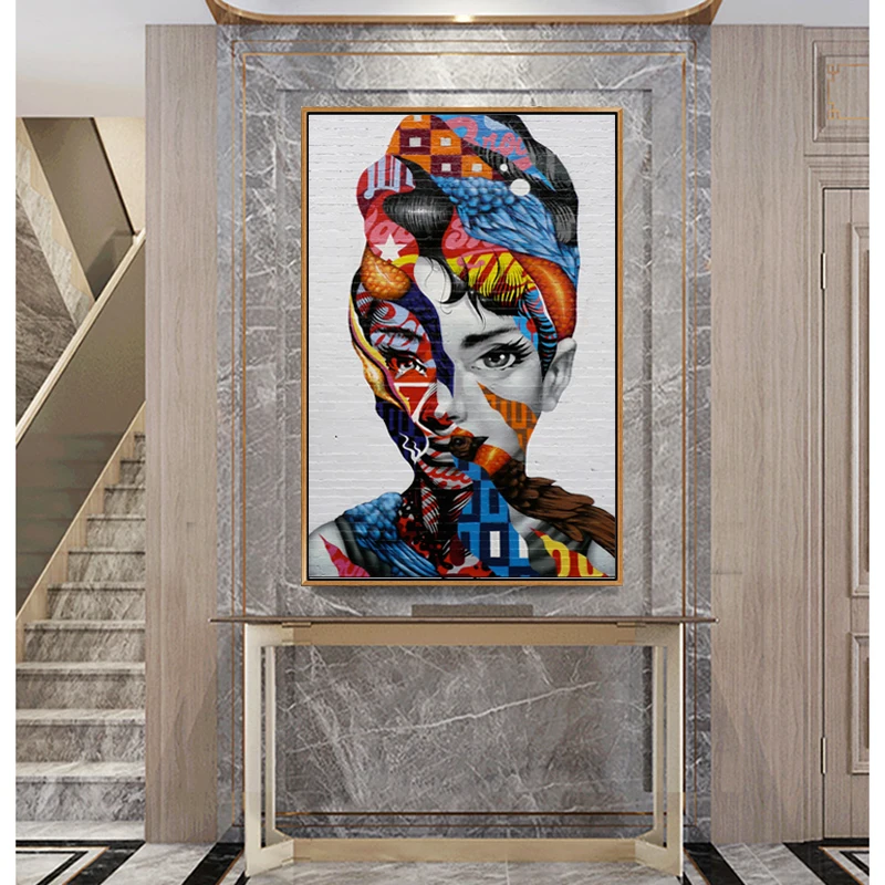 Самоотверженный граффити искусство Одри Хепберн холст картина настенные картины для гостиной холст печать современный декоративный холст искусство