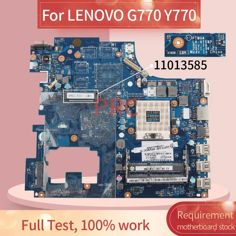 11013585 For LENOVO G770 Y770 Notebook Mainboard LA-6758P HM65 DDR3 Laptop  Motherboard AliExpress