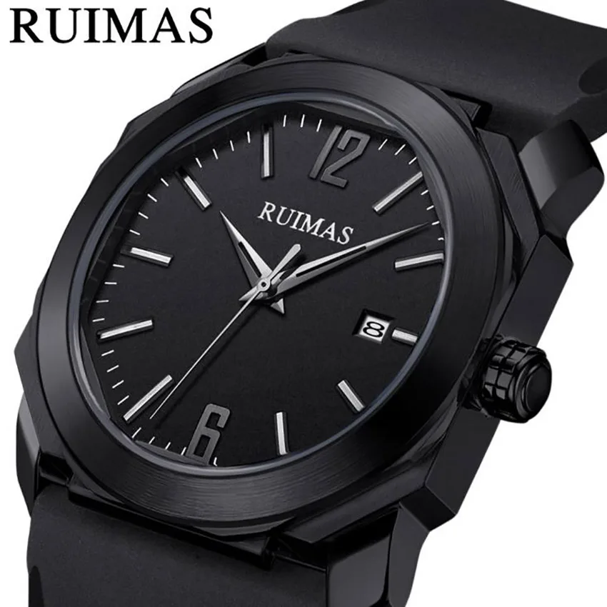 

Men Watches Brand RUIMAS Luxury Silicone Strap Waterproof Sport Quartz Chronograph Military Watch Men Clock Relogio Masculino