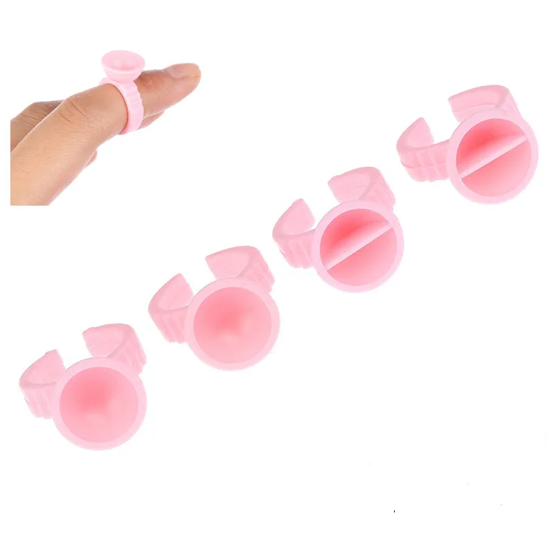 100pcs Glue Rings Disposable Plastic Permanent Makeup Pigment Holder Pallet For Tattoo Eyelash Extension Glue Divider Container