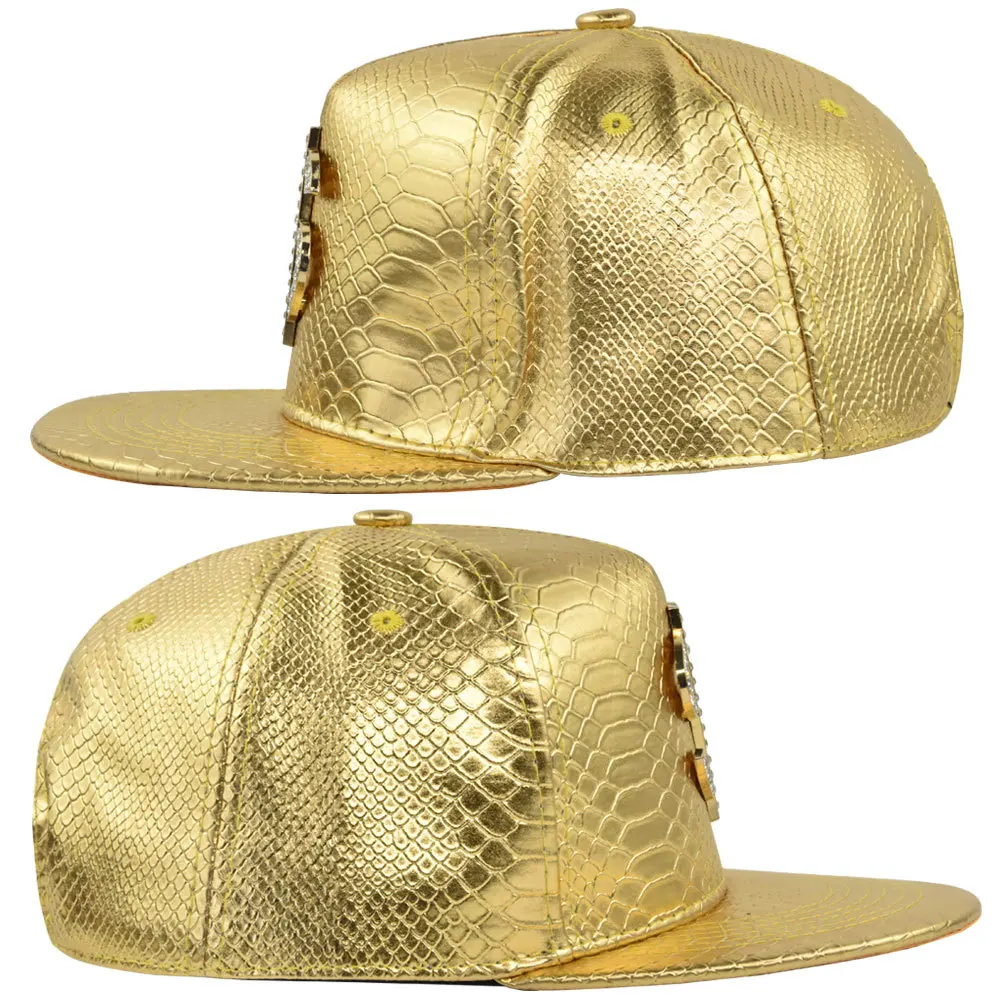 Cappello Snapback Hip Hop Con Croce Dorata | Berretto Tesa Piatta Uomo Donna Streetwear
