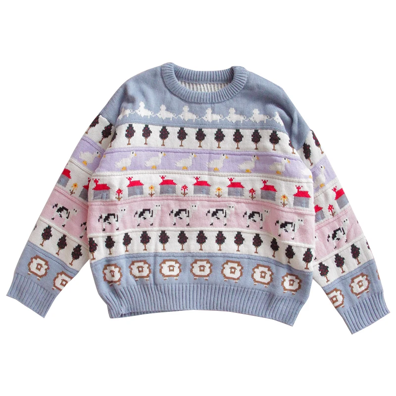 Goede Trui Tiener meisjes Dikker trui Winter Losse Slijtage Student Schattig College Stijl Vintage Zachte zus Lange Mouw Trui Tops