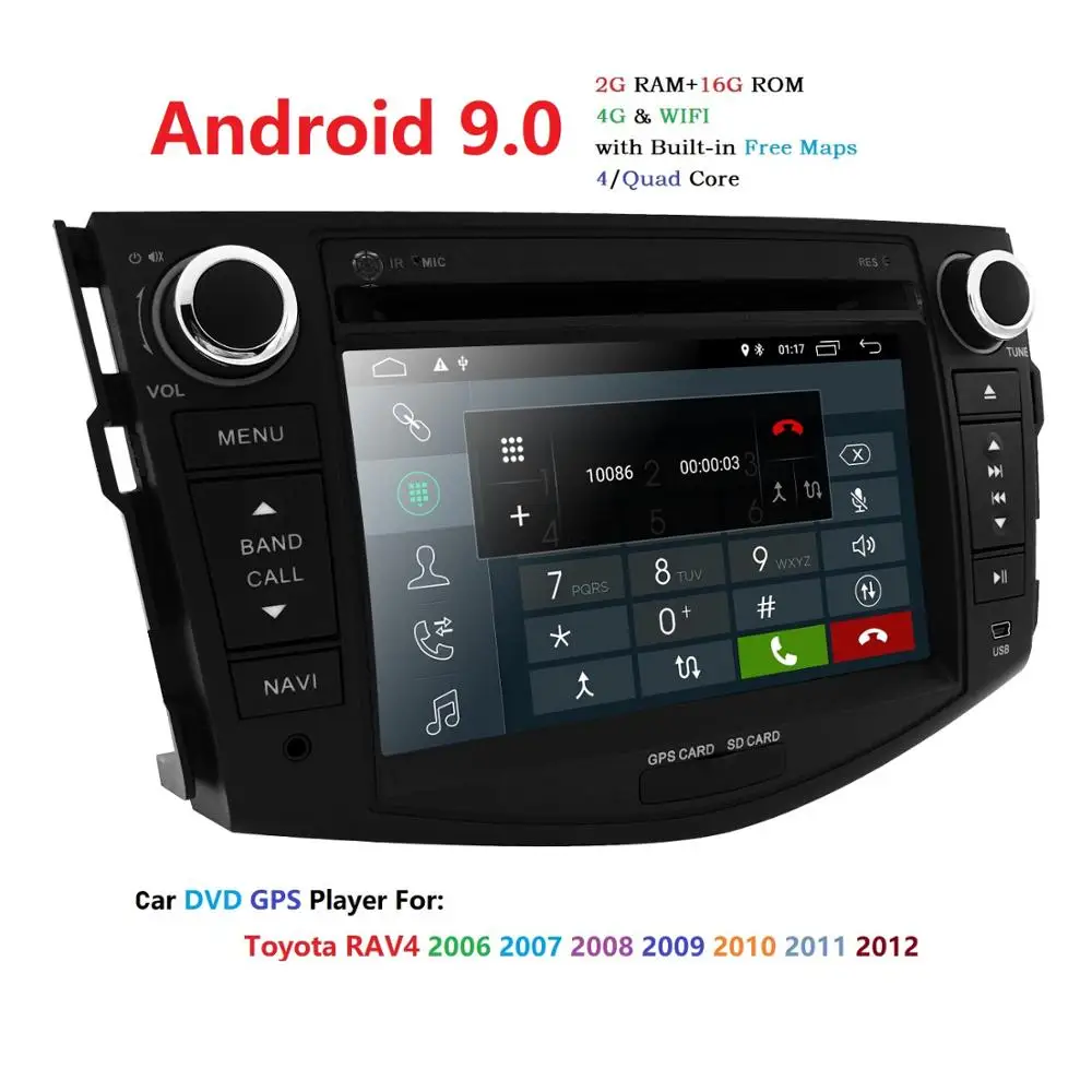 Clearance 7" Android 9.0 Car DVD Player GPS Radio BT RDS 4G Wifi For Toyota Rav4 2006-2012 TPMS WIFI 4G 2GRAM 16GROM DAB+DVBT SWC DVR OBD2 1