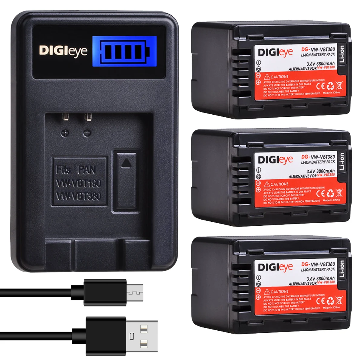 

VW-VBT380 VWVBT380 аккумулятор с зарядным устройством для Panasonic VW-VBT380 VBT190, HC VXF999 VX878 VX989 V160 V180 V270 V380 V777