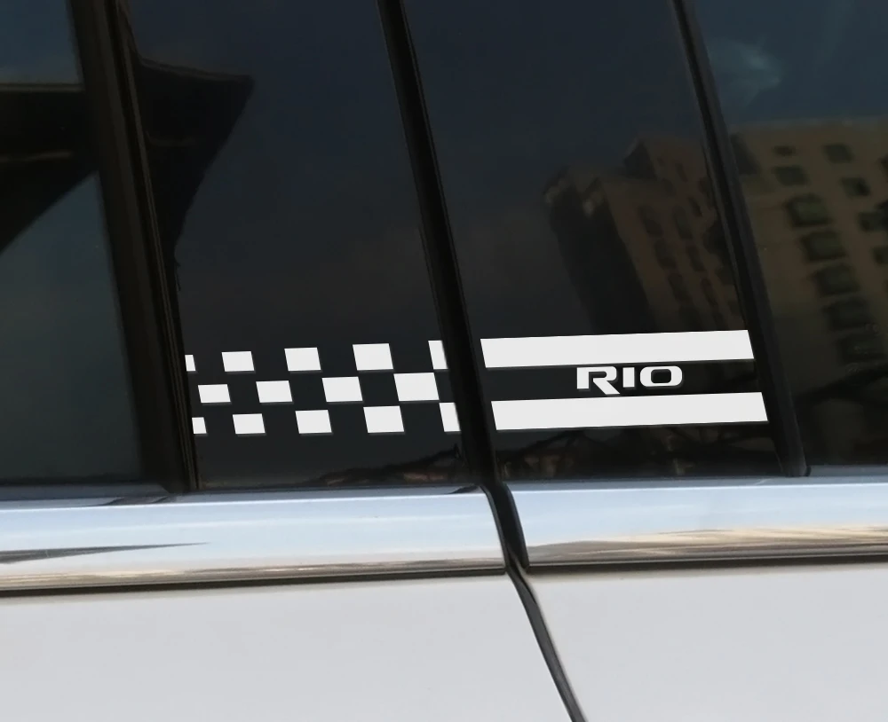 2PCS Auto Column Cover External Decorative Stickers For Kia Rio 3 4 K2 K3 X-Line Car Window B Pillars Trim Decal Car Accessories (2)
