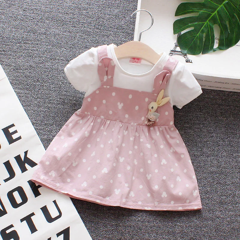 Hildren's Dress Summer New Girls Baby Strap Dress Korean Version of The Cartoon Stitching Dress 0-2Y Baby Fashion Dress