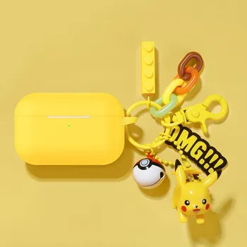 

Luxury cute cartoon 3D Elf Ball Charlie Brown peanut keychain Bluetooth Earphone silicone case for Airpods pro 3 cover coque