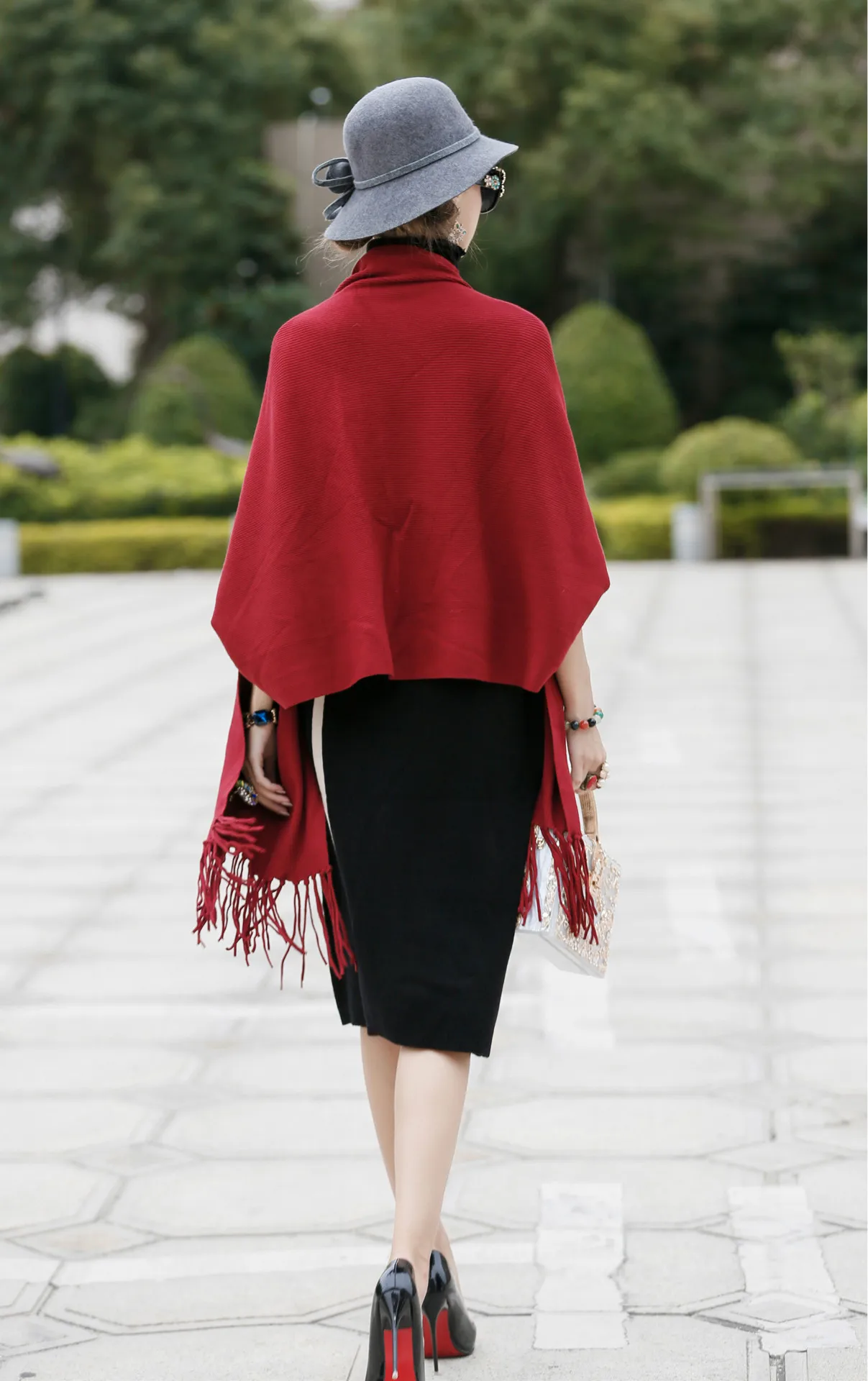 Осень модный дизайн вечернее платье темперамент шаль кисточкой вязаный свитер