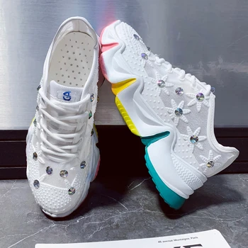 

Designers Woman Platform Chunky Sneakers Fashion Mesh Breathable Woman Casual Shoes Tennis Basket Female Old Dad Shoes 2020