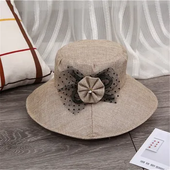 

2020 Summer Casual Hat Middle-aged Linen Big Edge Visor Refreshing Cool Sun Hat Foldable Fisherman Hat Campaniform Hiking Cap