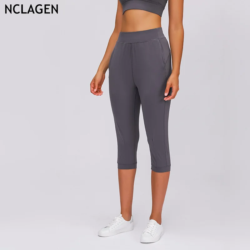 

NCLAGEN Pocket Sports Sexy Yoga Pants High Waist Breathable Slim Capri Women Gym Workout Running Stretchy Fitness Leggings