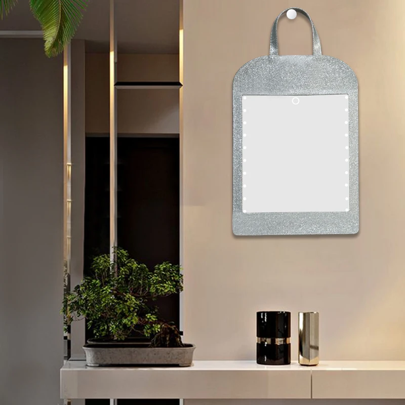 

led makeup mirror with lights Acrylic material Wall Mirror Decorative Mirror with Hanging Strap Home Decor lighted makeup tool