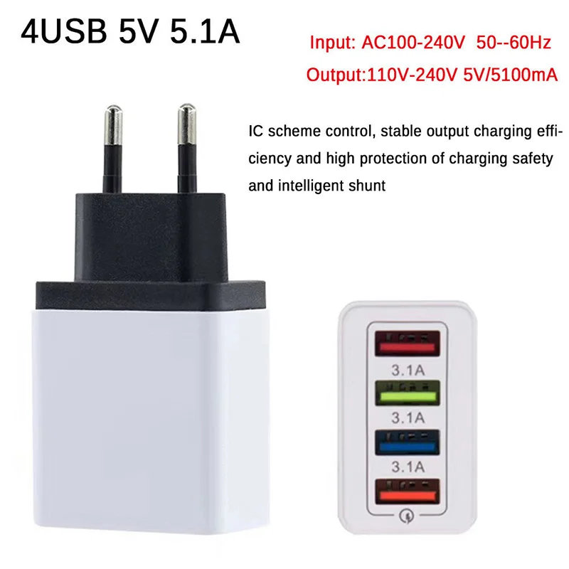 

1 Pcs 4 Ports Universal USB Travel Wall Fast Charger Power Adapter SGA998