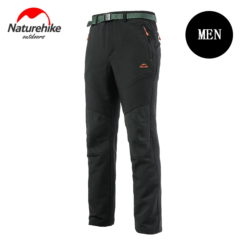 men black Naturehike на открытом воздухе мягкой оболочки Штаны женский, черный флисовые брюки Одежда для холодной зимы, теплые длинные штаны переносной зарядки свободные штаны - Цвет: men black