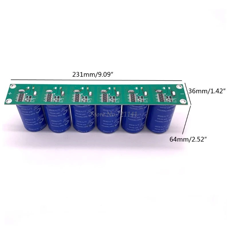 Super Farad Capacitor 16V 83F 6PCS 2.7V 500F Flat Angle Electrolytic Capacitor with Protection Board Single Row Ultracapacitor