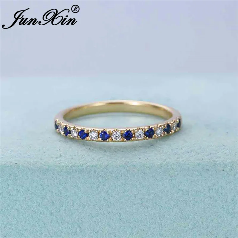 Нежные маленькие белые голубые кристаллы тонкие кольца для женщин укладки обручальные кольца серебристого и золотого цвета минималистичное обручальное кольцо