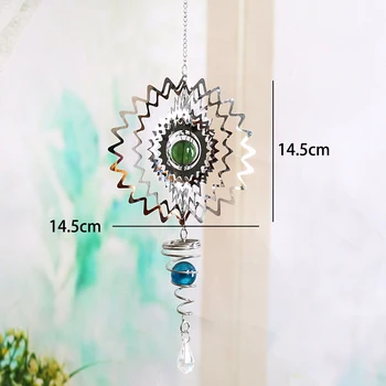 

Stainless Steel 3D Metal Hanging Wind Spinner Windchime Swings W/ Wind Chime Twisting Garden Sculpture Decor Rotating With Wind