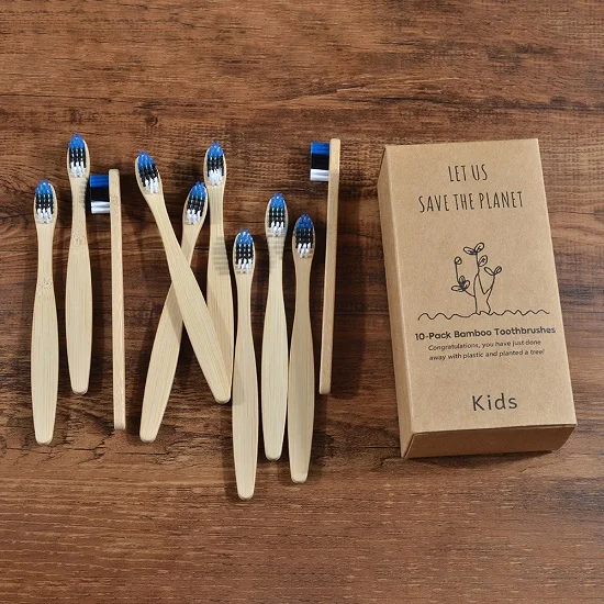 10 упаковок, зубная щетка из бамбука с флагом, для взрослых и детей, нейлоновая зубная щетка, экологически чистые зубные щетки, уход за полостью рта, зубная щетка - Цвет: kids 10 Piece