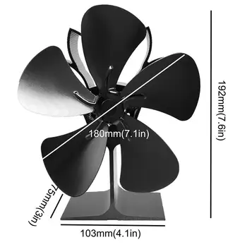 

Heat Powered Stove Fan 5 Blades Fireplace Fan Wood Burning Fan Quiet Home Stove Fan Heat Powered Log Wood Burner Top Fireplace