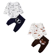 Комплекты одежды для новорожденных мальчиков и девочек от 0 до 18 месяцев, топы с длинными рукавами и принтом животных, комбинезон+ штаны, комплект одежды, спортивный костюм