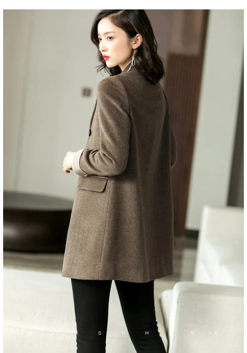Осень-зима, женские шерстяные длинные блейзеры, пальто, Ретро стиль, с длинным рукавом, шерстяные пальто, куртка для офиса, Женское пальто, верхняя одежда, Ka251