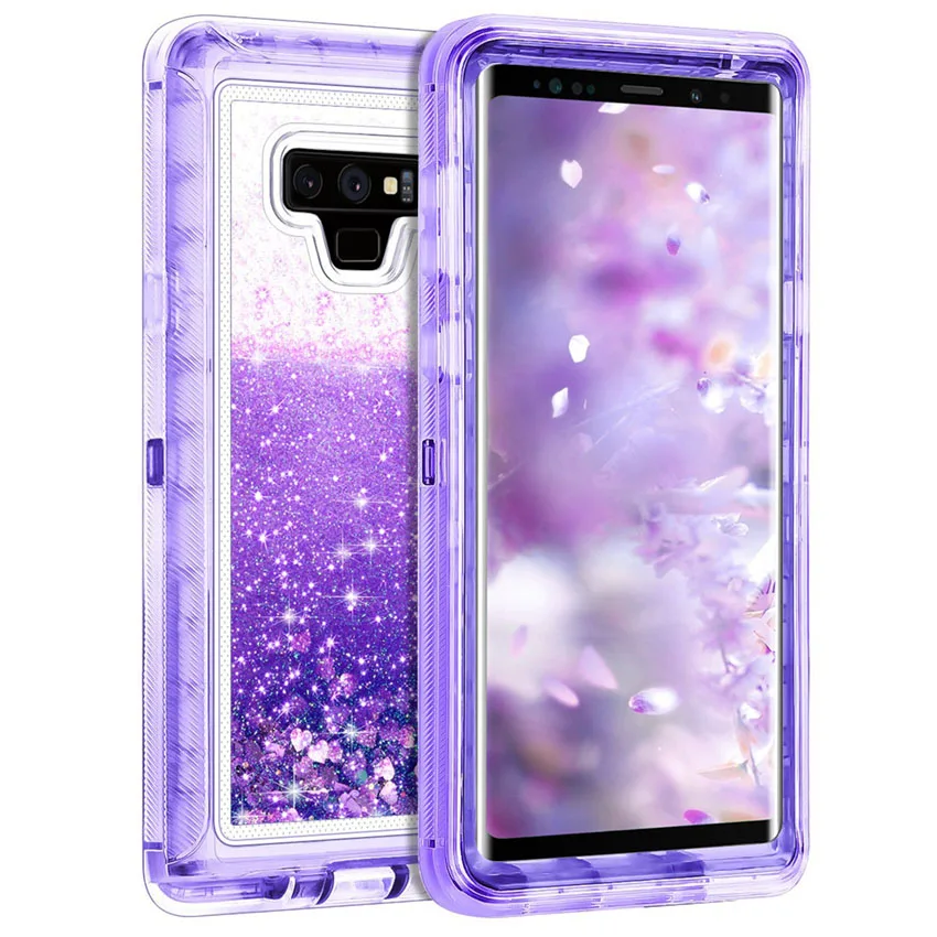 best case for samsung 3 in 1 Glitter 3D Bling Sparkle Flowing Quicksand Liquid Transparent Shockproof TPU Case For Galaxy S21 S20 Note 20 S9+ S8 Case silicone case for samsung Cases For Samsung