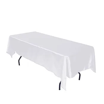 

1Pcs White Black Satin Tablecloth Rectangular Table Cover Table Cloth For Wedding Birthday Home Party Decoration Banquet Decor