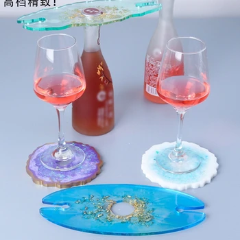 

3Pcs/Set DIY Crystal Epoxy Resin Mold Wine Rack Coaster Casting Silicone Mould F3MF