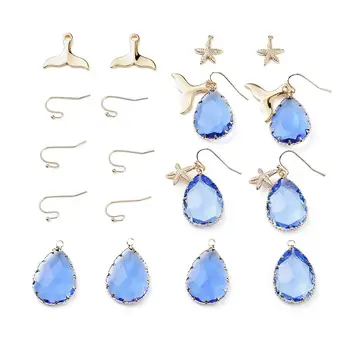 

1Set DIY Earrings Kit with K9 Glass Pendants Brass Pendants Brass Earring for DIY Jewelry Making Hooks Golden