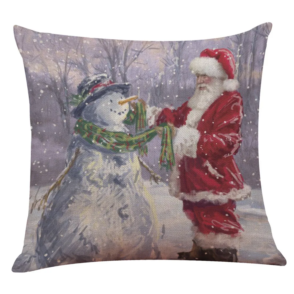 

Christmas Decorative Pillows Case Santa Claus Xmas Print Sofa Cafe Throw Cushion Cover Decor Poduszki Dekoracyjne Dropshipping #