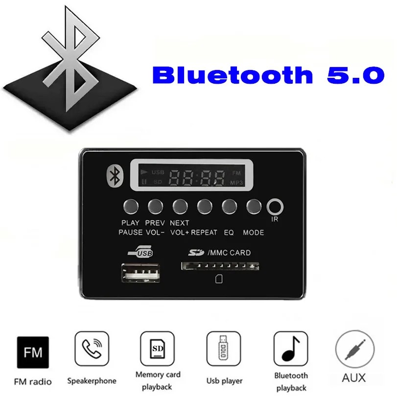 Bluetooth 5 0 MP3 декодер плата модуль в 12 В Автомобильный USB музыкальный плеер WMA WAV TF