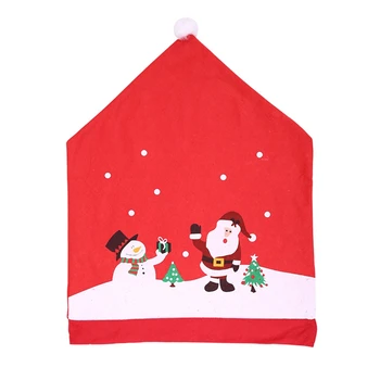 

6Pcs Santa Claus Christmas Chairs Cover Cap Non-Woven Dinner Table Red Hat Chair Back Covers Xmas Christmas Decorations for Home