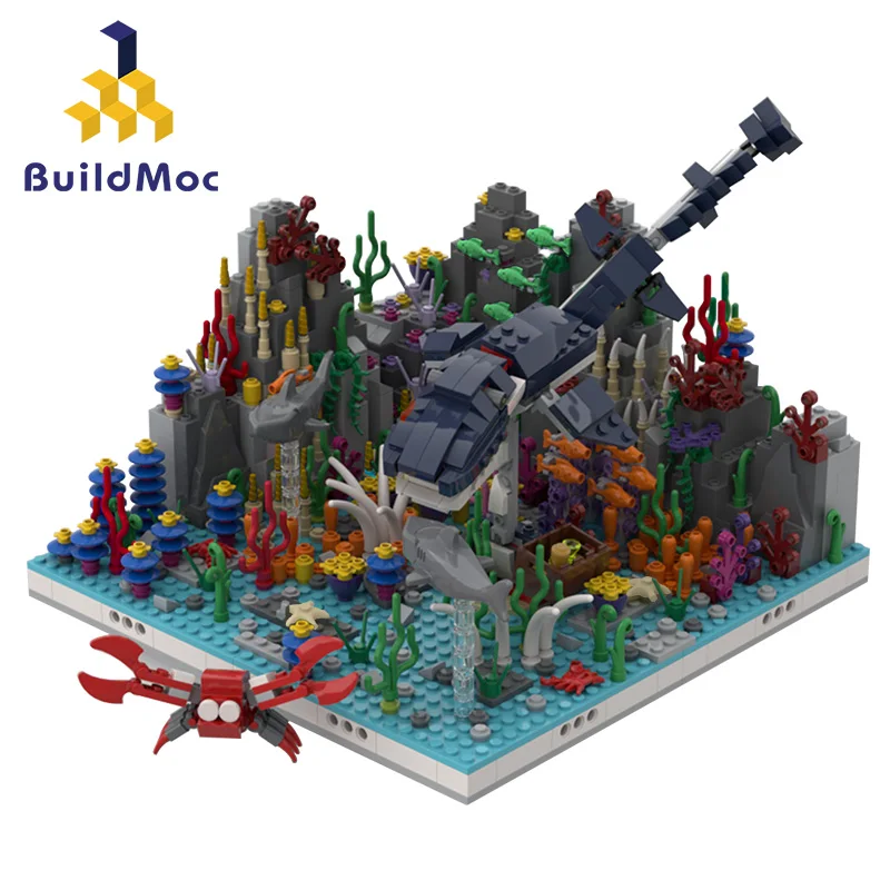 

Buildmoc Girl Coral Reef 31088 Sea Dinosaur Alternative Build Mermaid Undersea Palace Building Blocks Toys Child Construction