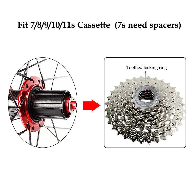 Road Bike 700C Bearing Wheels 7-11 Speed V Brake Clincher Front Rear Wheelsets (4)