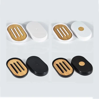 

Wooden Natural Bamboo Soap Dishes Tray Holder Storage Soap Rack Plate Box Container Portable Bathroom Soap Dish Storage Box