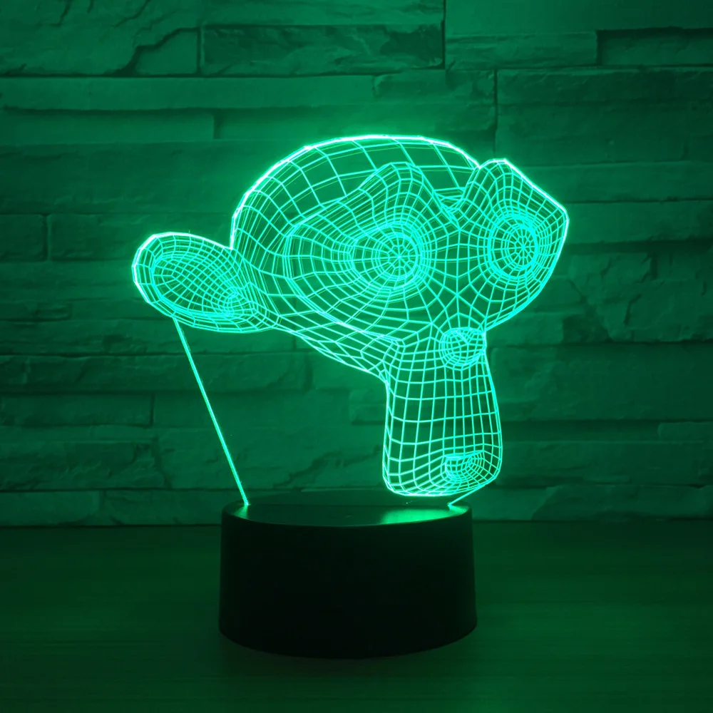 Monkey mask LED 3D Night Light Colorful Usb Remote Touch LED Visual Atmosphere Lamp Home Decor Lights 1250