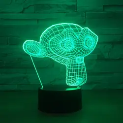 СВЕТОДИОДНЫЙ 3D ночник в виде маски обезьяны, цветной светодиодный светильник с дистанционным управлением через Usb, визуальный светильник